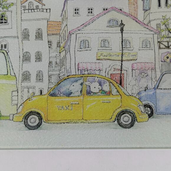 Rabbit Story Glass Tray and Coasters Vanity Cutting Board Unique Functional Art - Picture 4 of 16